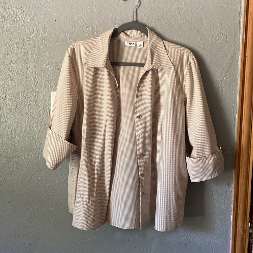 Brown/ White, Cato, XL, button up